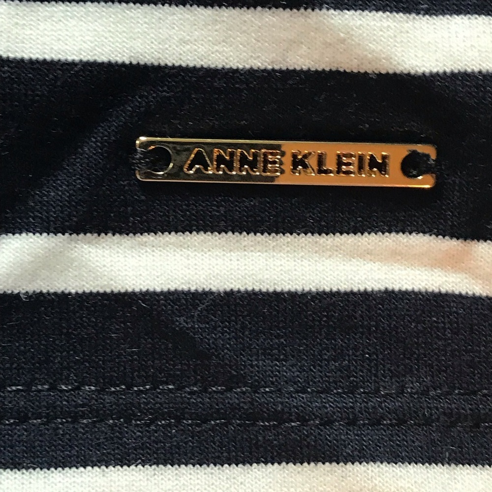 Anne Klein Balloon Sleeves Stripe Top Navy - Picture 5 of 11